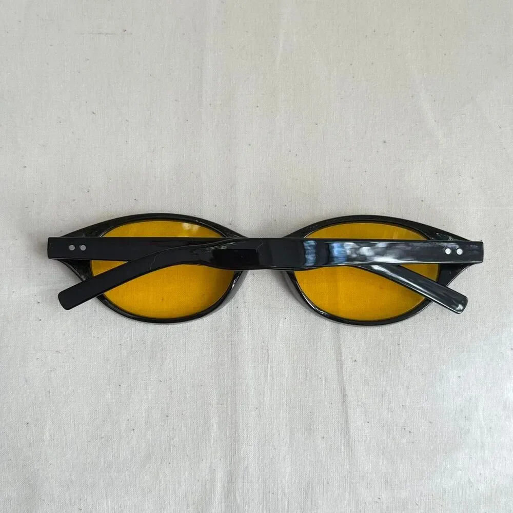 y2k sporty black round aviator sunglasses